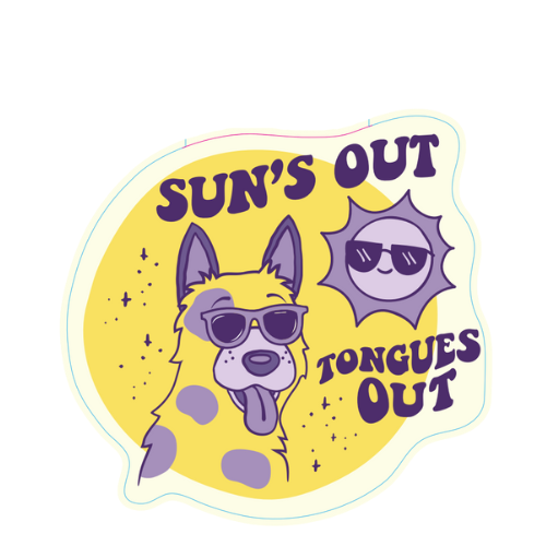"Suns Out Tongues Out" Dog Small Sticker