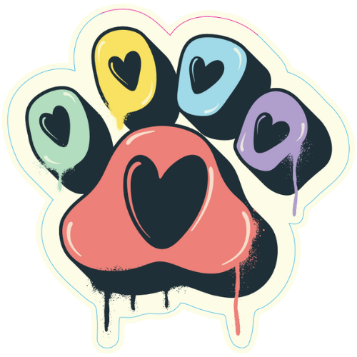 Multicolor Paw Large Sticker