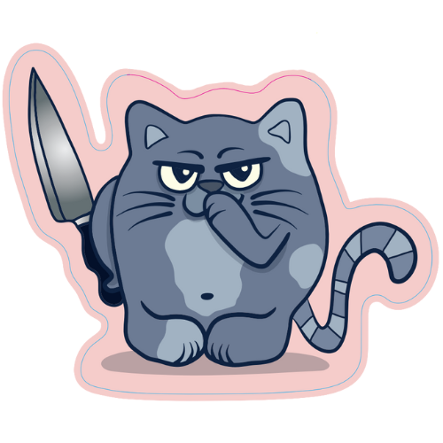 Cat Knife Large Sticker