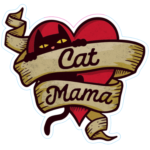 "Cat Mama" Heart Large Sticker