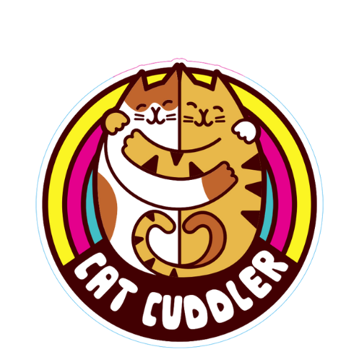 "Cat Cuddler" Rainbow Small Sticker