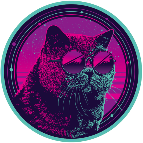 Retro Future Galactic Cat Large Sticker