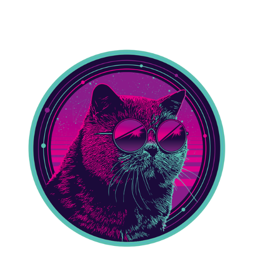 Retro Future Galactic Cat Small Sticker