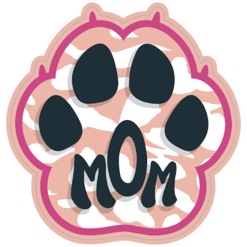 "Mom" Pink Paw Large Sticker