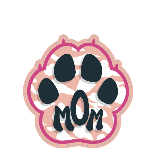"Mom" Pink Paw Small Sticker