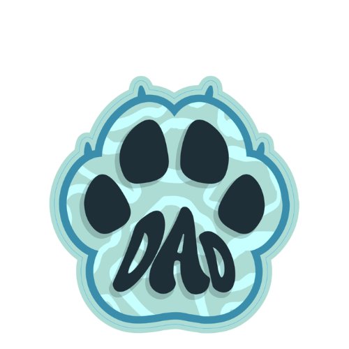"Dad" Blue Paw Small Sticker