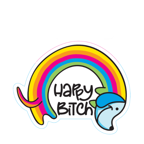 "Happy B" Rainbow Dog Small Sticker