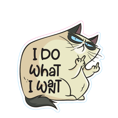 "I Do What I Want" Cat Small Sticker