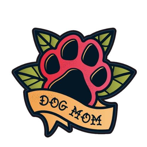 "Dog Mom" Paw Leaf Small Sticker