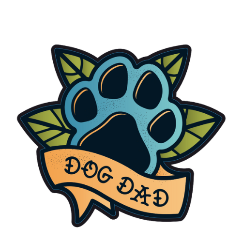 "Dog Dad" Paw Leaf Small Sticker