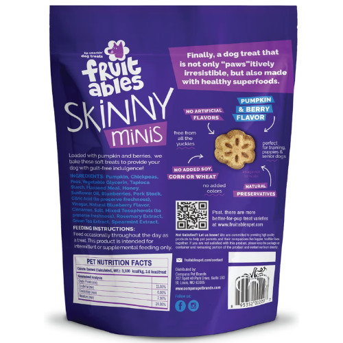 Fruitables Skinny Mini Dog Treats Pumpkin Berry 5oz