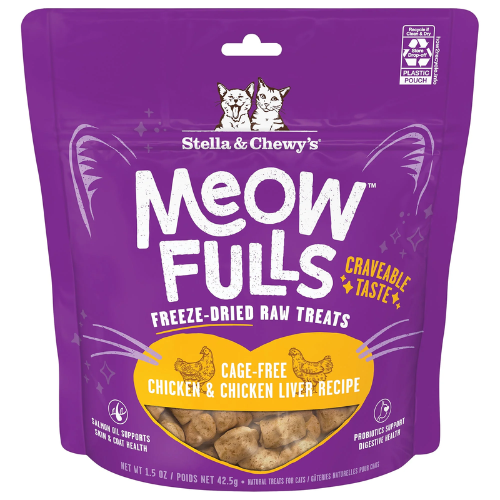 Stella & Chewys Freeze Dried Raw Meowfulls Chicken Liver Cat Treats 1.5oz
