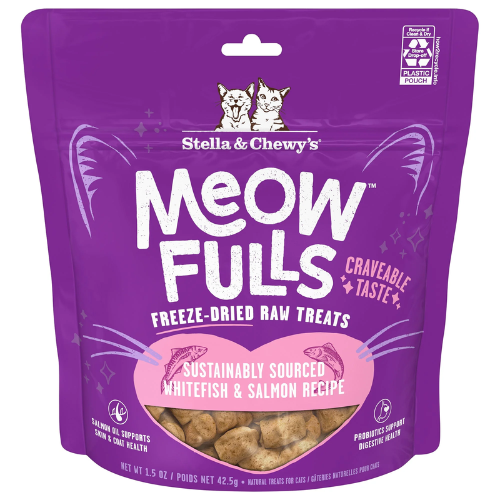 Stella & Chewys Freeze Dried Raw Meowfulls Whitefish Salmon Cat Treats 1.5oz