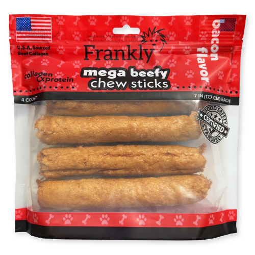 Frankly Dog Chews Mega Beefy Sticks Bacon 7" 4pk