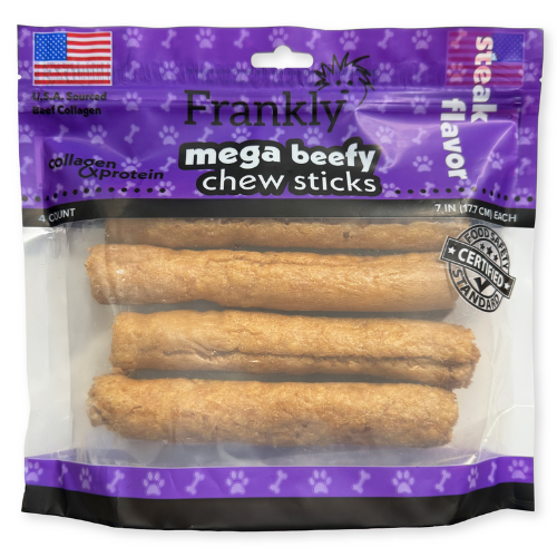 Frankly Dog Chews Mega Beefy Sticks Steak 7" 4pk