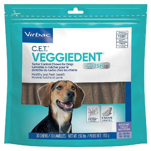 Virbac CET Veggiedent Fr3sh Medium Tartar Control Chews 30 Count