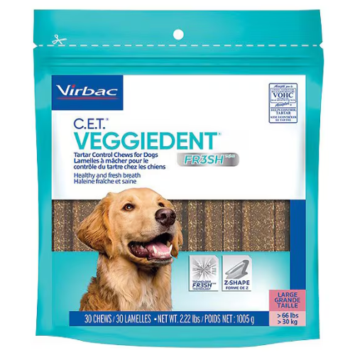 Virbac CET Veggiedent Fr3sh Large Tartar Control Chews 30 Count