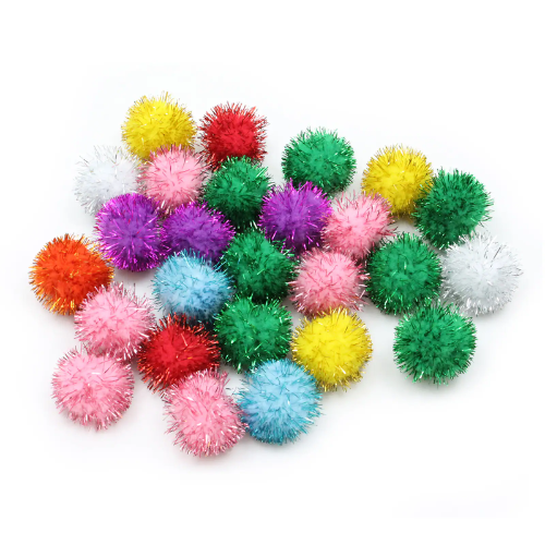 Glitter Pom Pom Cat Toy 1.75in Assorted Color