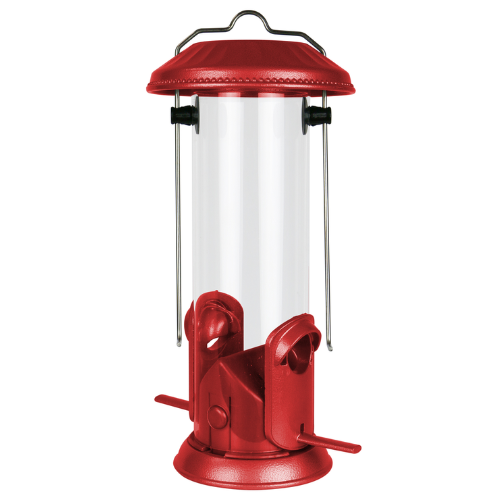 Americas Favorite Deluxe Tube Feeder With Thistle Inserts Red 8"