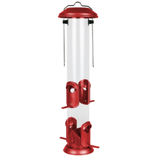 Americas Favorite Deluxe Tube Feeder With Thistle Inserts Red 15"