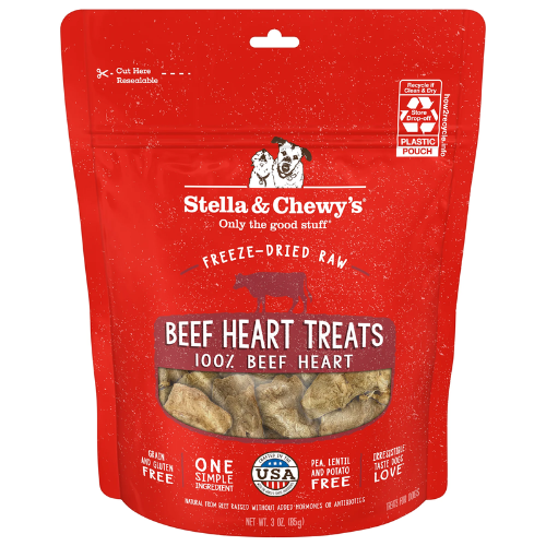Stella & Chewys Freeze Dried Raw Beef Heart Dog Treats 3oz