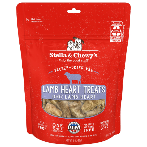 Stella & Chewys Freeze Dried Raw Lamb Heart Dog Treats 3oz