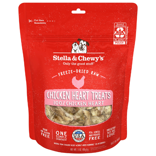 Stella & Chewys Freeze Dried Raw Chicken Heart Dog Treats 3oz
