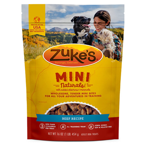 Zukes Dog Treat Mini Naturals Beef Recipe 1#