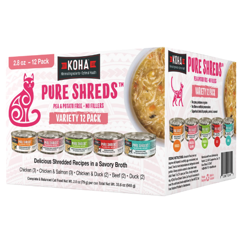 Koha Cat Pure Shreds 2.8oz Cans Variety 12pk
