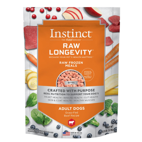 Instinct Adult Dog Frozen Meal Raw Longevity Beef 4#