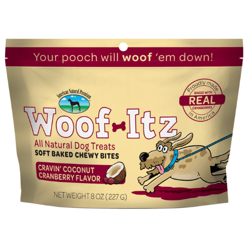 American Natural Premium Dog Treats Woof Itz Coconut Cranberry 8oz