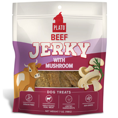 Plato Dog Treat Beef Jerky With Mushroom 7oz