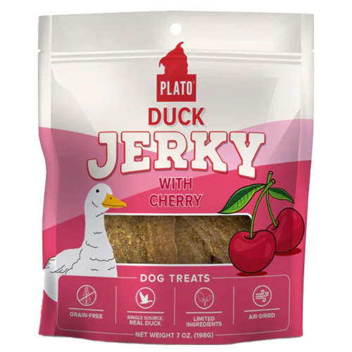Plato Dog Treat Duck Jerky With Cherry 7oz