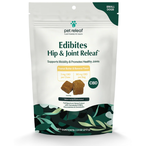 Pet Releaf Hip & Joint Releaf PB Banana Hemp Edibites 3mg SM Breed Chews