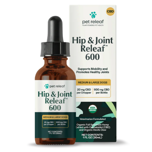 Pet Releaf Hip & Joint Releaf Hemp Oil 600mg 1oz MD LG Breed