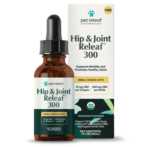 Pet Releaf Hip & Joint Releaf Hemp Oil 300mg 1oz Small Dogs & Cats