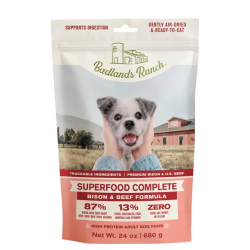 Badlands Ranch Dog Superfood Complete Air Dried Bison & Beef 24oz