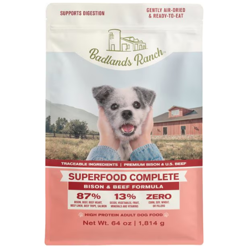 Badlands Ranch Dog Superfood Complete Air Dried Bison & Beef 64oz