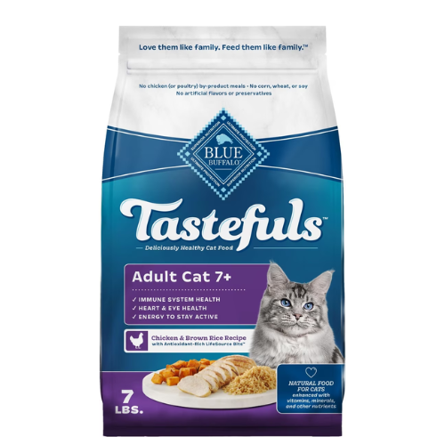 Blue Buffalo Tastefuls Cat Mature 7+ Chicken & Brown Rice 7#