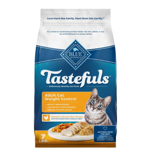 Blue Buffalo Tastefuls Cat Weight Control Chicken & Brown Rice 7#