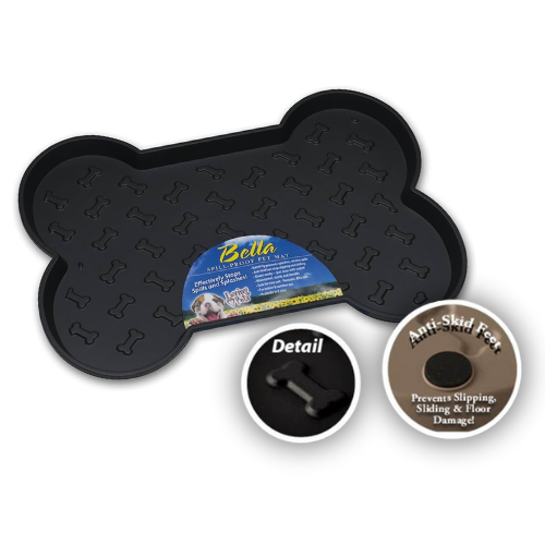 Loving Pets Bella Bone Spill Proof Small Black Mat