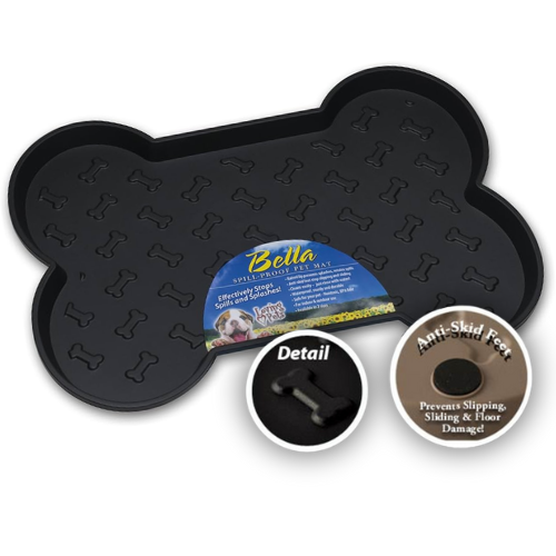 Loving Pets Bella Bone Spill Proof Large Black Mat