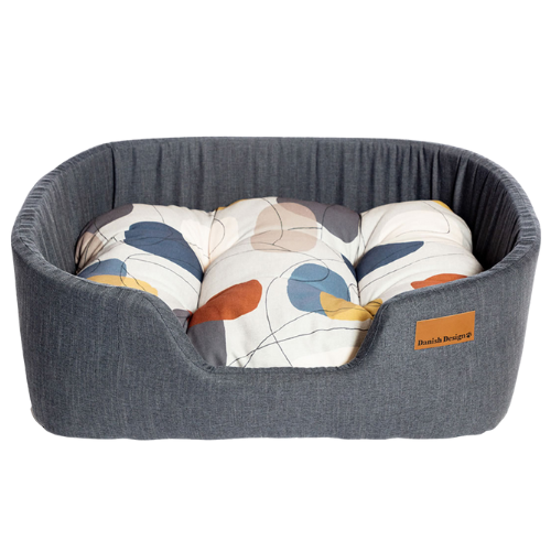 Scoochie Colorblock Grey Small Dog Bed 24"