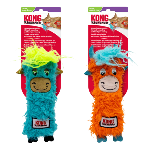 Kong Kickeroo Highland Cow Cat Toy Assorted Color