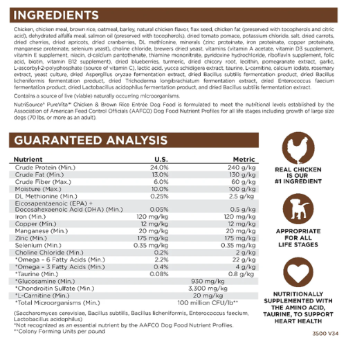 PureVita Dog Chicken & Brown Rice 25#