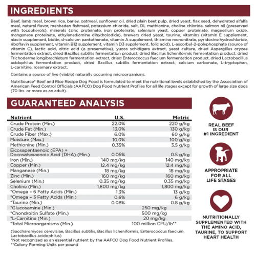 NutriSource Dog Beef And Brown Rice 4#