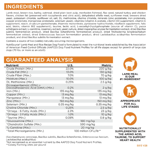 NutriSource Dog Lamb & Rice 26#