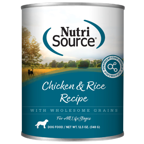 NutriSource Wet Dog Chicken & Rice 12.3oz Can
