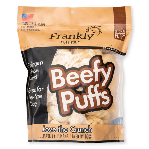 Frankly Dog Beefy Puffs Collagen Packed Snack Original Treats 5oz