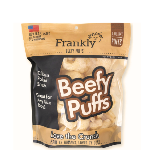 Frankly Dog Beefy Puffs Collagen Packed Snack Original Treats 2.5oz